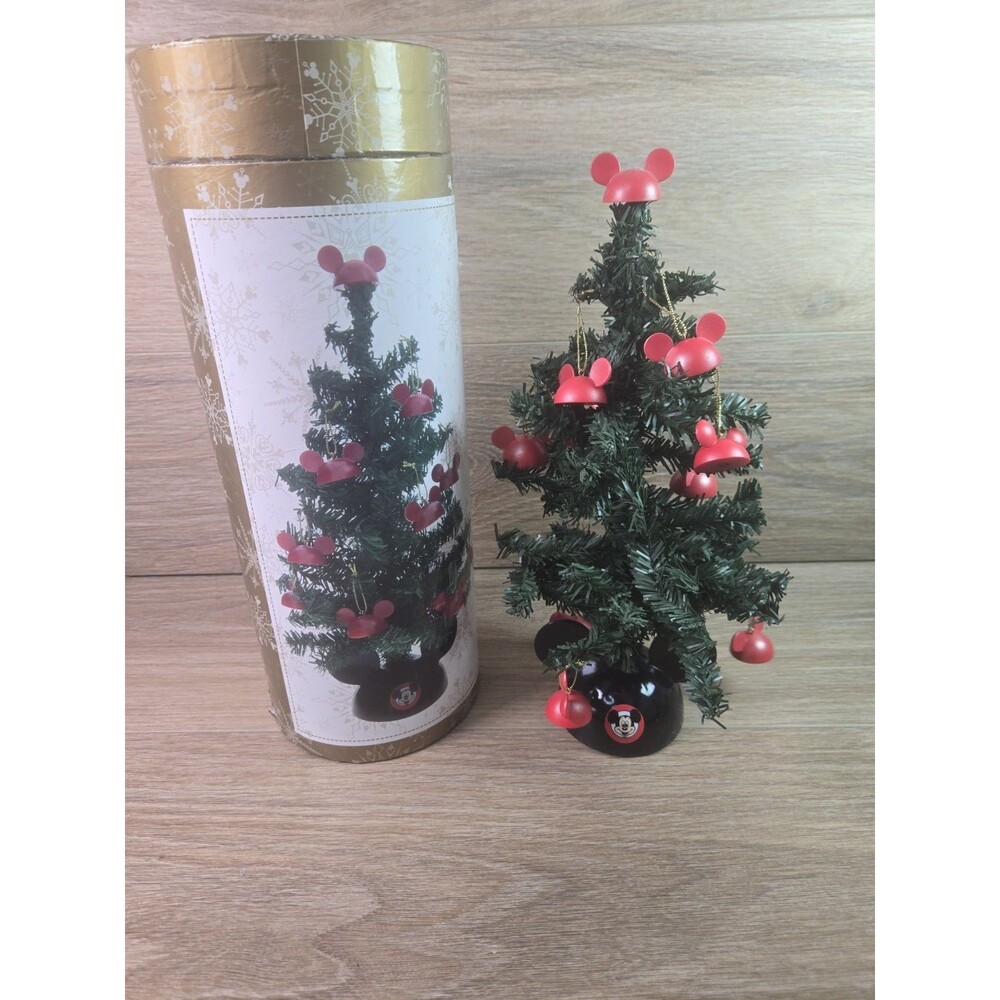 Disney Parks 12 Inch Santa Mickey Tabletop Tree MIckey Ears
